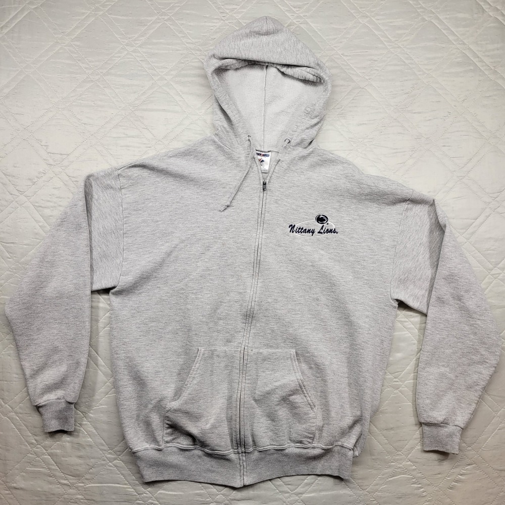 Jerzees Penn State Nittany‎ Lions gray full zip hoodie size XL